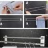 Stainless Steel Self-Adhesive Double-BarTowel Rack, Bath Towel Bar Wall-Mounted, Towel Rack With 2 Hooks-HAINATY