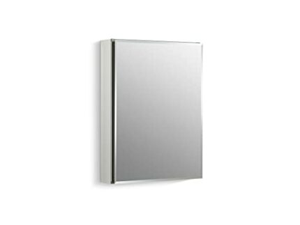 Kohler, Single Medicine Cabinet with Mirrored Door, 20” Width x 26” Height, Aluminum, Frameless with Beveled Edges, Silver, One Size