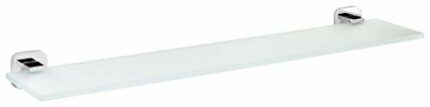 tesa ELEGAANT Glass Shelf - Self-Adhesive Frosted Glass Shelf for Bathroom Utensils - Waterproof, incl. Power.Kit Adhesive Solution - 50 mm x 600