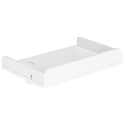 Navaris Clip-on Bedside Shelf - Clamping Hanging Bamboo Shelf for Bed Frame - Small Bed-Side Table Tray for Books, Phones, Chargers - White Finis
