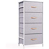 Dresser Organizer with 4 Drawers, Fabric Dresser Tower for Bedroom, Hallway, Entryway, Closets - Gray