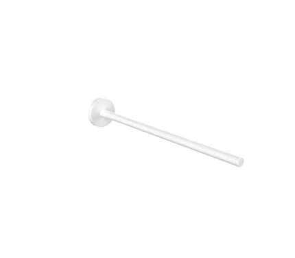 EMCO Round Towel Rail Single Arm for Wall Mounting, Rigid Metal Bath Towel Holder, Towel Rail for Two Towels, White