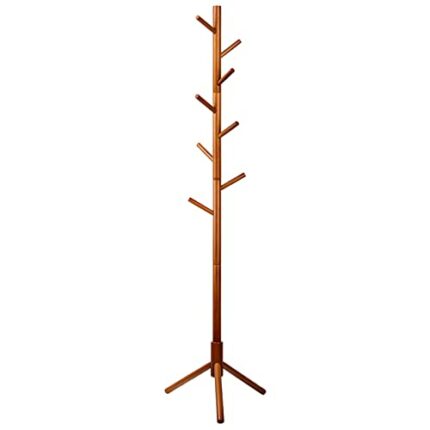 Wooden Tree Coat Rack Stand, 3 Adjustable Sizes 8 Hooks - Corner Coat Racks Free Standing for Office Entryway Bedroom Hall Tree Coat Hanger for H
