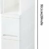 OPSREY Bathroom Little Cabinet, with Drawers and Clear Storage Doors with Wheels Narrow Storage Drawer Cart Narrow Slim Floor Cabinet Side Organi