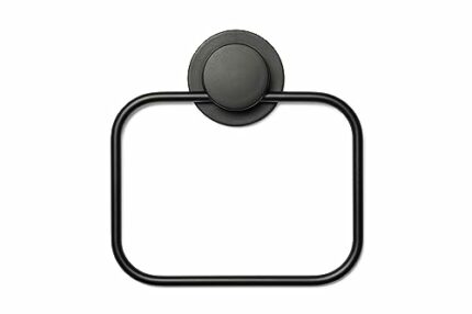 Croydex Stick 'n' Lock Towel Ring, Matt Black