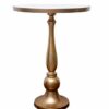 ASPECT Alegra Marble Pedestal Accent Side Drink Table, White/Gold, 40 Dia x 55(H) cm