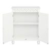 WALNUT Bathroom Floor Storage Cabinet With 2 Door Shelves 60x34.5x77CM Carved Cabinet White