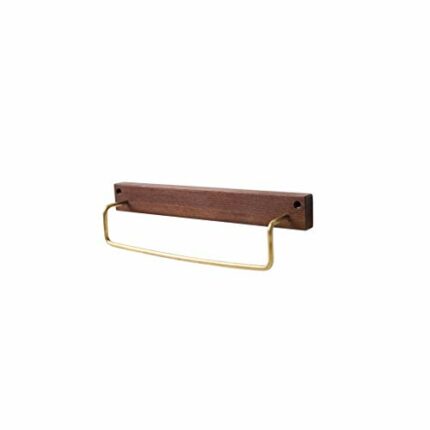 N/A Copper Plus Wood Towel Rack, Perforated Towel Rack, Kitchen Bathroom Single Pole Towel Hanging Copper Hanging Rod - Towel Rack