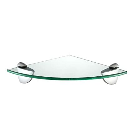 KES Shower Corner Glass Shelf 8MM Thick Tempered Glass, Bathroom Shelves Wall Mounted Triangular Polished Chrome Bracket, BGS3100