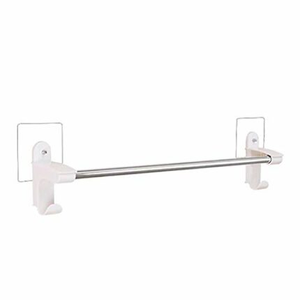 Towel Rack 25.6 Inch Towel Rail Wall Mounted Towel Bar with Hooks Self Adhesive Towel Holder Double Bar Waterproof Stainless Steel Bathroom