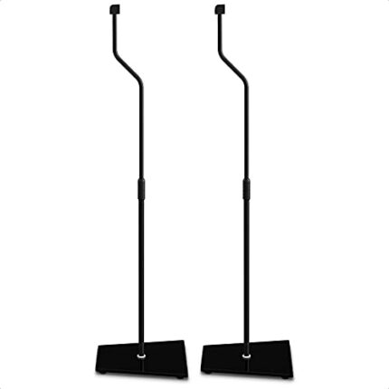 MAHARA Freestanding Speaker Mount Floor Stand Glass Base x2 - Surround Sound System Floor Stand Max 5kg - Speaker Stand Height Adjustable 80cm –