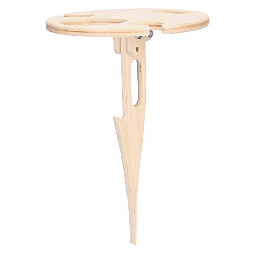 yaogohua Wooden Folding Picnic Table,Outdoor Portable Wine Table Foldable Round Desktop Mini Picnic Table Wine Rack Holder