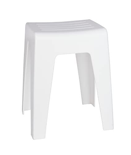Wenko Taburete baño Kumba Blanco, White, 35 x 35 x 45 cm