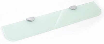 400mm x 100mm 6mm Thickness Toughened White Glass Shelf for Bathroom Bedroom Office with Large Chrome Finish Shelf Supports