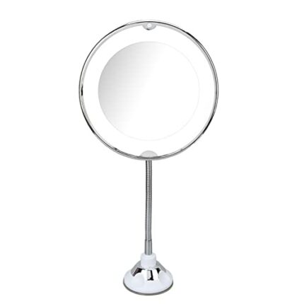 8 Inch Suction Cup Makeup Mirror, 10x Battery Powered Beauty Mirror with Led White Light, Vanity Mirror for Man Woman Home Travel and Office