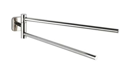 WENKO Mezzano towel rail with 2 movable arms, enough space for 2 towels, made, shiny stainless steel, 5.5 x 9 x 41.5 cm.