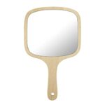 Hand Mirror, Single-Sided Natural Bamboo Handheld Mirror with Handle, Portable Travel Vanity Mirror, Single-Sided Handheld Mirror for Men and Wom