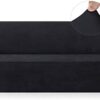 FreeBiz Sofa Covers 1 Seater Elastic Fabric Slipcovers Stretch Couch Slip Cover Plush Protector for Kids Pets Living Room Black