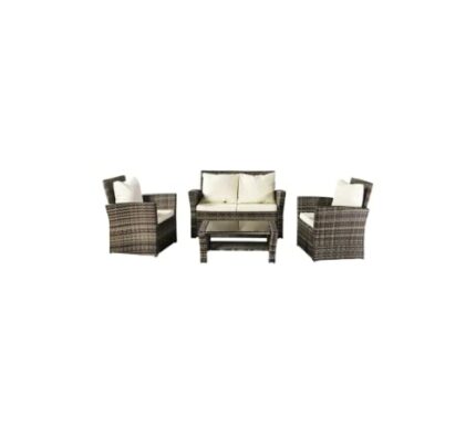 Oshion Outdoor Rattan Sofa Combination Four-piece Package-Grey (Combination Total 2 Boxes)