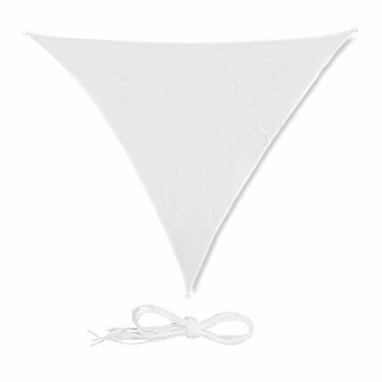 Relaxdays Shade Sail, Triangle, Water-Repellent, UV-Protection with Tethers, Balcony Canopy, 3x3x3m, White
