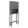 Two Door Toilet Cabinet Against The Wall Bathroom Cabinet Gray Storage Cabinet 27.56x7.85x65.08"