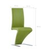 vidaXL 6x Dining Chairs with Zigzag Shape Kitchen Living Room Dinner Room Home Restaurant Office Side Chairs Seating Furniture Green Faux Leather