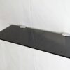 BSM Marketing 6mm Thick Toughened Black Glass Shelves With Large Chrome Finish Shelf Supports 2 size options 400mm by 150mm and 500mm by 100mm (4