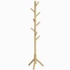 YMYNY Wooden Coat Rack Stand, Hall Tree Free Standing with 8 Hooks, Hallway Coat Hanger Hat Stand for Bag Umbrella Clothes Scarves, Adjustable Si