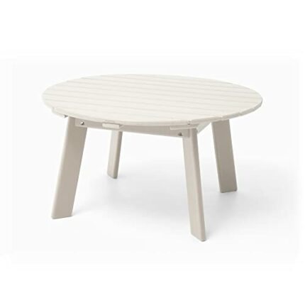 Elm Plus Patio Side Coffee Table, High Density Polyethylene, White, 36" D