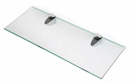 BSM Marketing 6mm Thick Toughened Glass Shelves With Large Chrome Finish Shelf Supports 600mm, 500mm and 400mm (1, 600mm x 150mm)