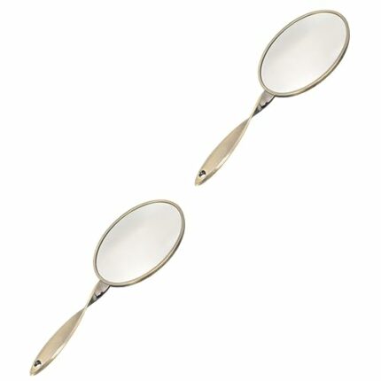 FOMIYES 2pcs handle mirror vintage vanity mirror makeup base mirror portable hand held packet mirror princess hand round hand held mirrors Metal