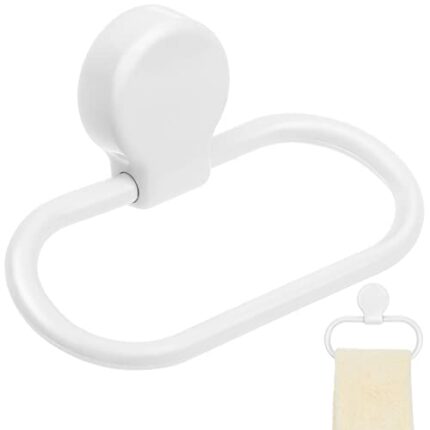 Alipis Towel Holder Ring for Bathroom, No Dilling Plastic Towel Rack Wall Mounted Hand Towel Storage Rack Towel Organizer for Kitchen, Bathroom,