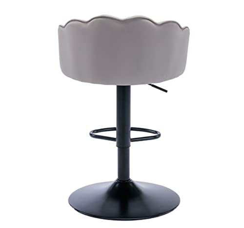 Leather Bar Stools Set of 2 Counter Height Swivel Barstools Upholstered Adjustable Kitchen Island Bar Chairs Black Metal Footrest and Base for Ba