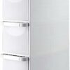 4-Tiers Bathroom Floor Storage Cabinet 8.6'' Small Corner Bathroom Floor Cabinet with Clear Drawers and Casters Waterproof Drawer Cart Storage To