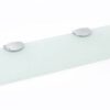 BSM Marketing 6mm Thick Toughened Black Or White Glass Shelves with Large Chrome Finish Shelf Supports 400mm by 100mm Bathroom Kitchen Office (1,