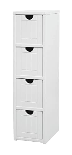 New White Wood Free Standing Bathroom Tidy Slim Vanity Drawer Bedroom Storage Cabinet Bedside Unit