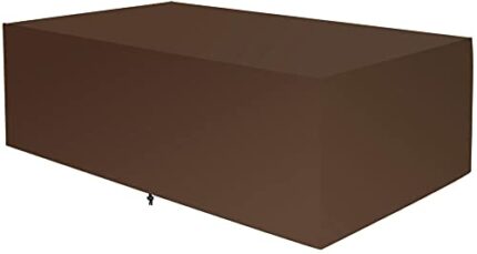 Quoohome Garden Furniture Covers 420D Heavy Duty Oxford Fabric Windproof Waterproof Anti-UV Cube Outdoor Patio Table Cover Brown-200x140x70cm(79x