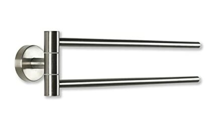 SOSmart24 Just Silver Towel Rail without Drilling Made of Stainless Steel 50 cm 2 Arms – Silver Matt Brushed – Adhesive Set – Towel Rail Wall Rai