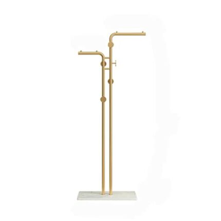 DSHGDJF Coat and Hat Rack Floor to Floor Household Gold Hanger Bedroom Simple Storage Clothes Shelving Metal Shelf (Color : White)