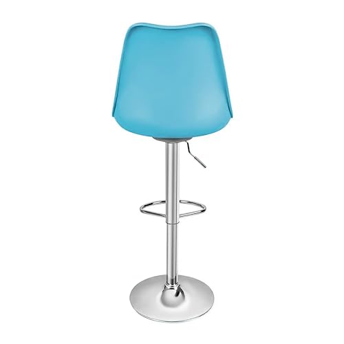 MoNiBloom Set of 2 Modern Blue PU Leather Bar Stools, Height Adjustable Plastic Barstools with Comfortable Cushion, 360° Swivel High Back Bar Cha