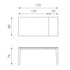 SOLOLED Extending Table from 120 cm to 170 cm Modern Dining Room with an Extension Ceramic Top on Tempered Glass and Metal Legs Width 80 cm for 6
