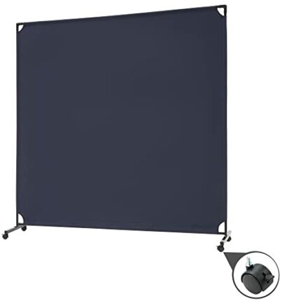 Spurgehom 6FT Single Panel Rolling Room Divider, Partition Privacy Screens with Wheels, Freestanding Fabric Room Panel, Portable Wall Divider for