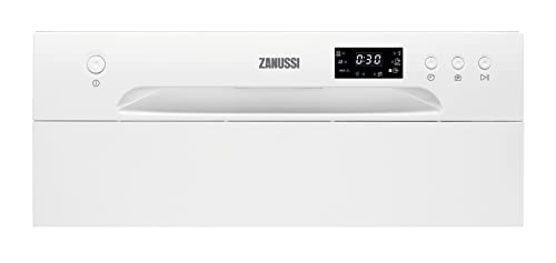 Zanussi ZDM17301WA Freestanding Counter Top Dishwasher, Compact Dishwasher, 55 cm Width, 6 Place Settings, 6 Programmes, Residual Drying, 52dB, W