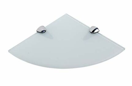 BSM Marketing Black, White or Clear 300mm (12" approx) 6mm thickness Toughened Glass Corner Shelves for Bathroom Bedroom Kitchen Office with Larg