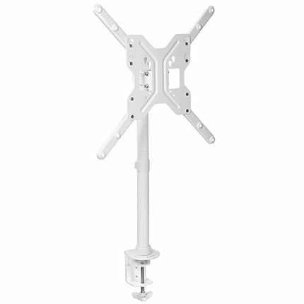 VIVO Ultra Wide Screen TV Desk Mount for up to 55 inch Screens, Full Motion Height Adjustable Single Television Stand, White, STAND-V155CW
