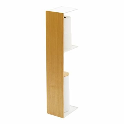 Yamazaki Home Organizer-Slim Bathroom Storage Shelves | Steel + Wood | Toilet Paper Stocker, Ash, One Size