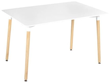 Scandinavian Rectangular Dining 120 x 80 cm Table Beech Wood Legs White Newberry