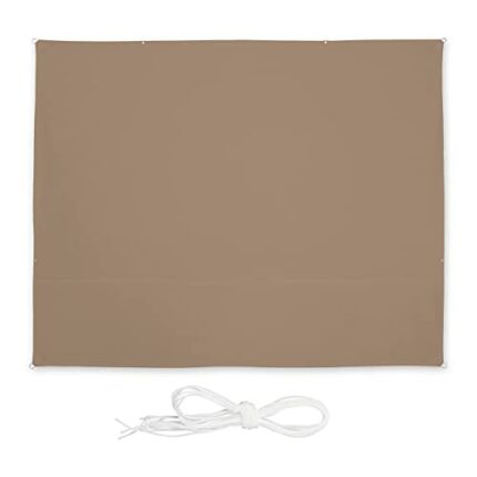 Relaxdays Rectangular Sun Shade Sail 3 x 4 m Water Resistant UV Protection with Guy Ropes (Coffee)