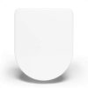 D Shape Soft Close Toilet Seat,Toilet Seat White,Soft Close Toilet Seat for Easy Cleaning,Top Fixing Stainless Steel Hinges Toilet Seats (42 * 33