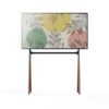 POUT Eyes 16 TV Studio Display Mount - Solid Wood Easel Quad-Leg w/Height Adjustable White Bracket & Cable Ties - Max Load 88lbs 49 to 70 Inch LE